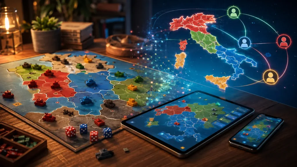 Una plancia strategica da tavolo si trasforma in una partita online su tablet e smartphone