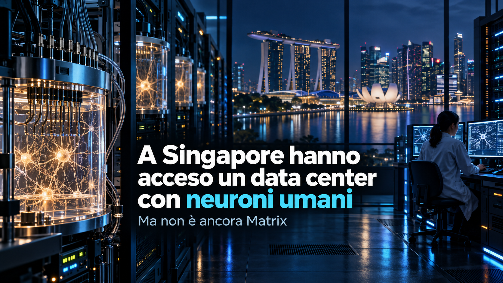 Data center biologico a Singapore con neuroni umani coltivati su chip